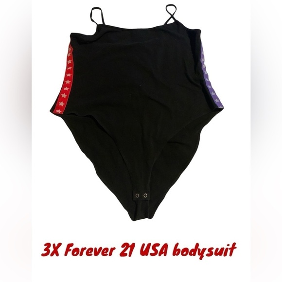 Forever 21 Tops - 3X plus size Forever 21 USA America Red White and Blue strappy bodysuit